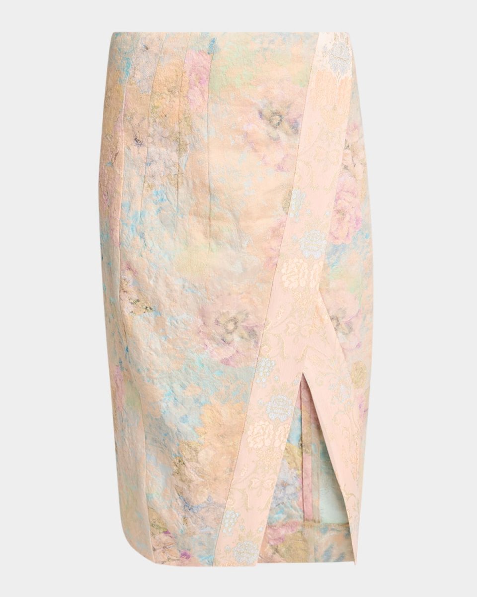 Somina Metallic Floral Jacquard Wrap Skirt